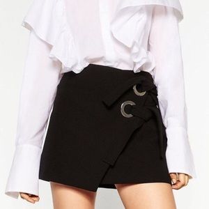Zara Women Wrap Grommet Tie Mini Skirt